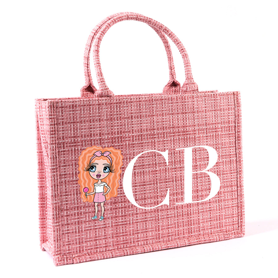 ClaireaBella Girls Personalised LUX Pink Tote Bag