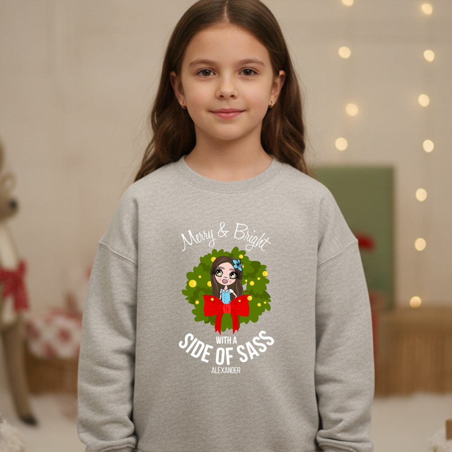 ClaireaBella Girls Side Of Sass Christmas Jumper