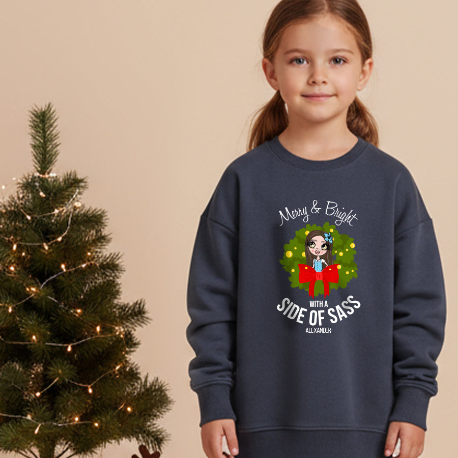 ClaireaBella Girls Side Of Sass Christmas Jumper