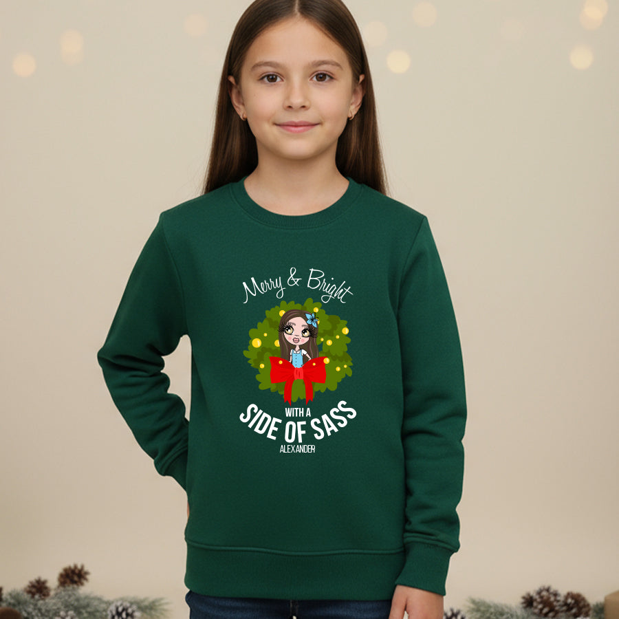 ClaireaBella Girls Side Of Sass Christmas Jumper