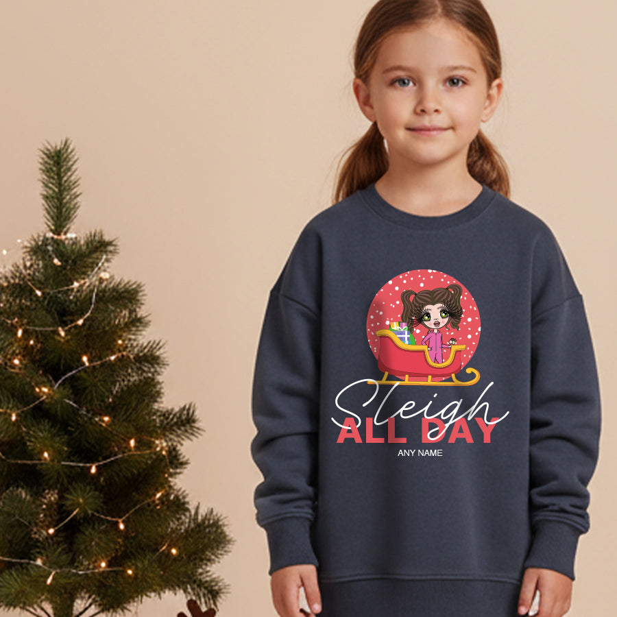 ClaireaBella Girls Sleigh All Day Christmas Jumper