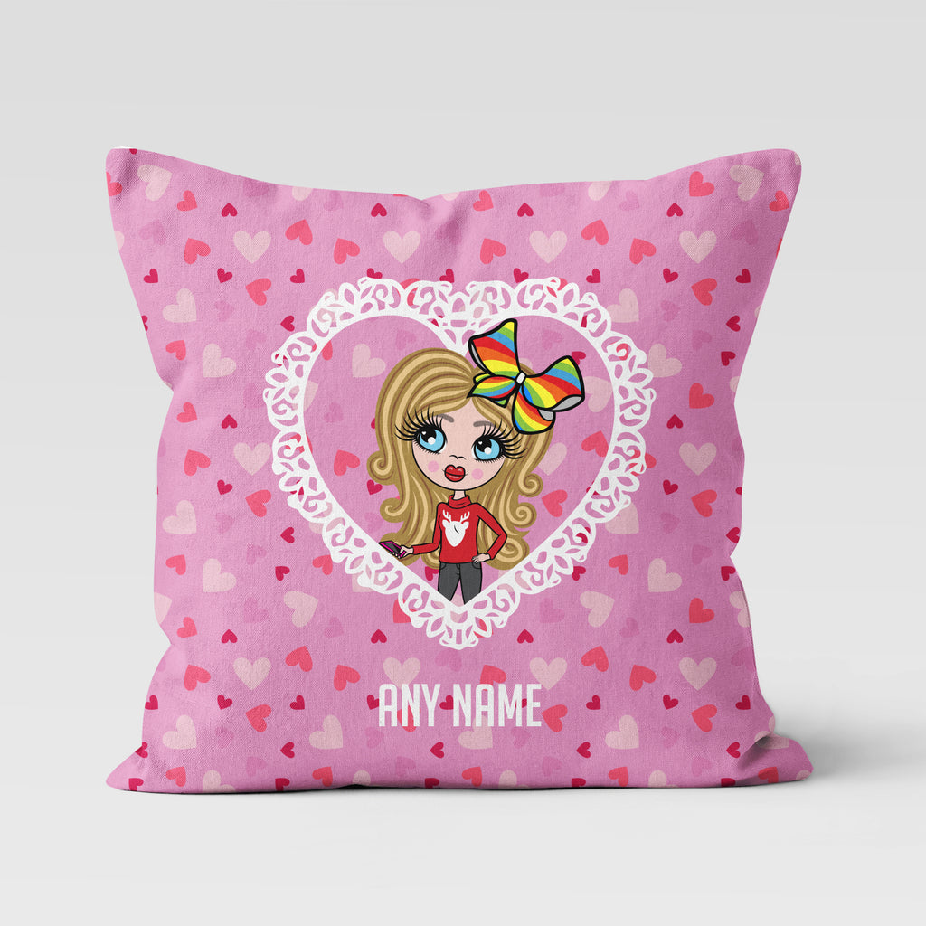 ClaireaBella Girls Personalised Hearts Cushion