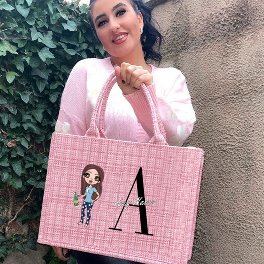 ClaireaBella Personalised LUX Initial Pink Tote Bag