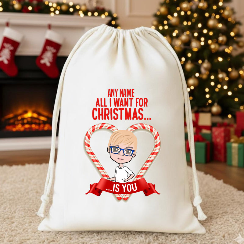 Jnr Boys Personalised All I Want For Christmas Sack