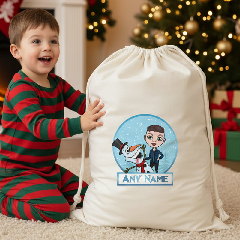 Jnr Boys Personalised Frosty Snowman Christmas Sack
