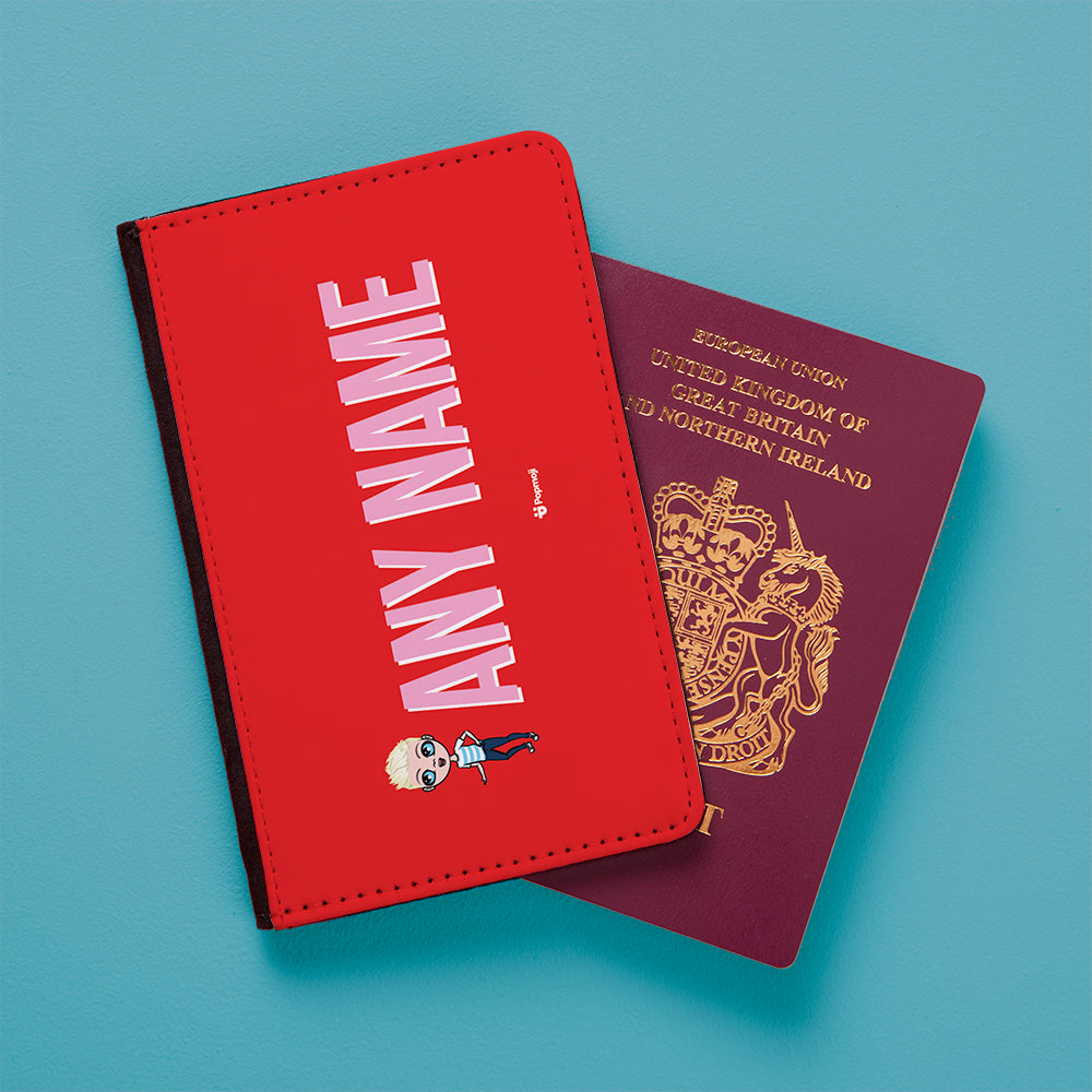 Jnr Boys Red Bold Name Passport Cover