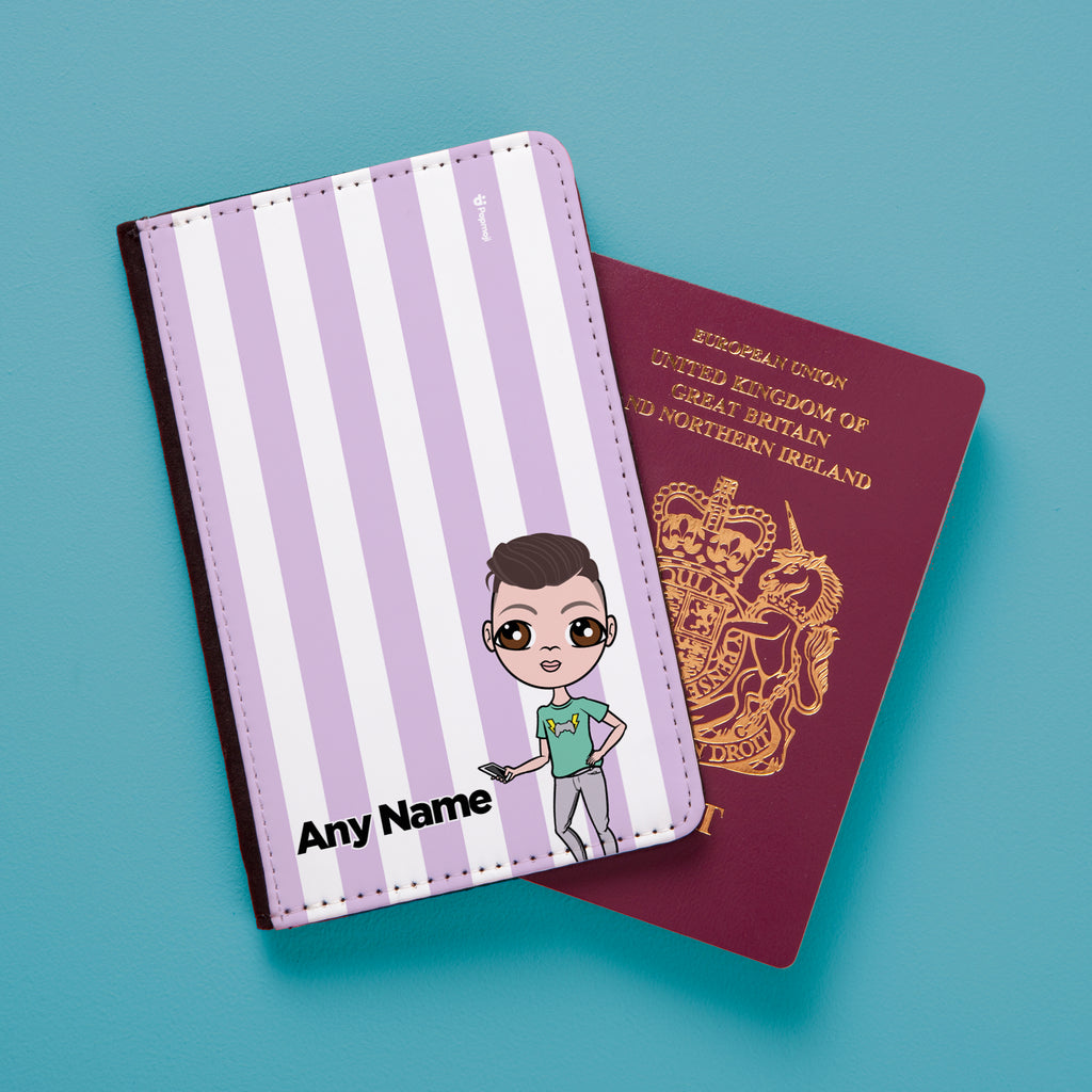 Jnr Boys Personalised Lilac Stripe Passport Cover