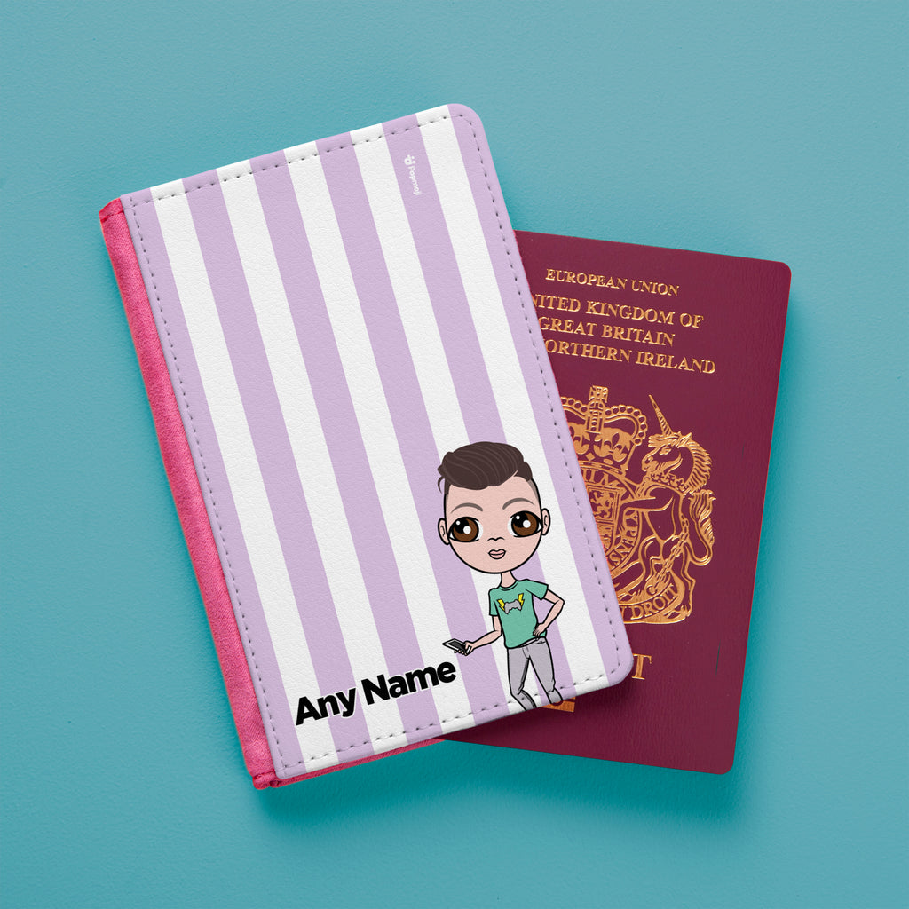 Jnr Boys Personalised Lilac Stripe Passport Cover