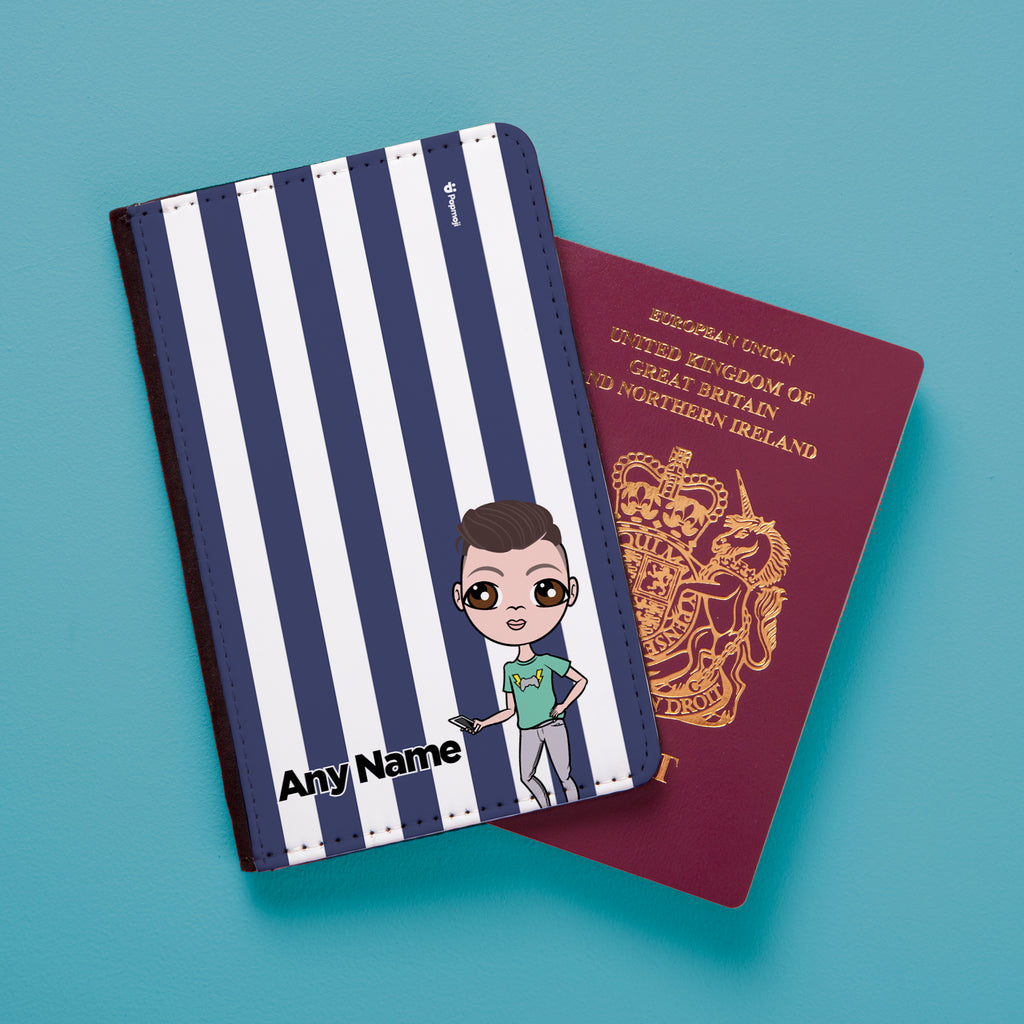 Jnr Boys Personalised Navy Stripe Passport Cover