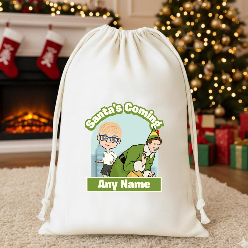 Jnr Boys Personalised Santas Coming Christmas Sack