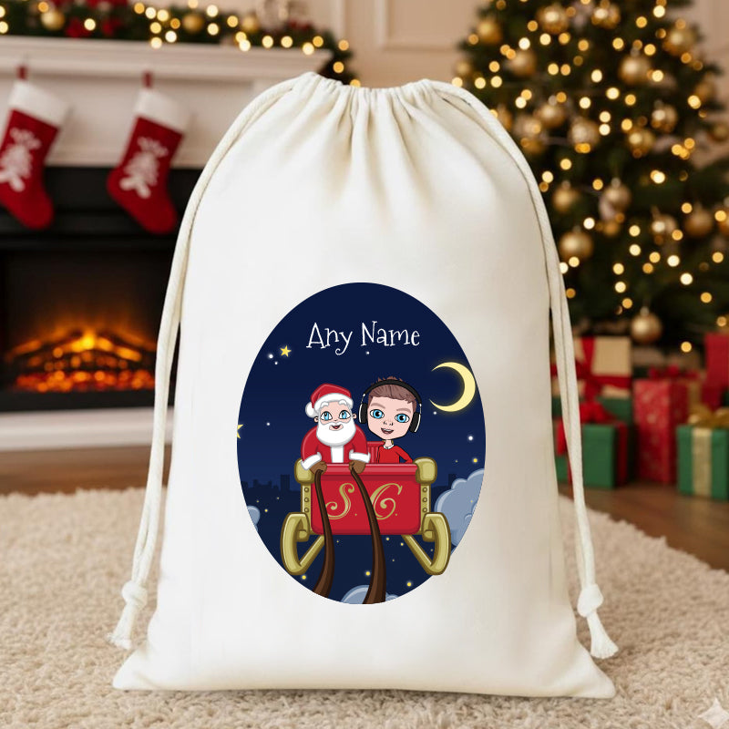 Jnr Boys Personalised Santas Sleigh Christmas Sack