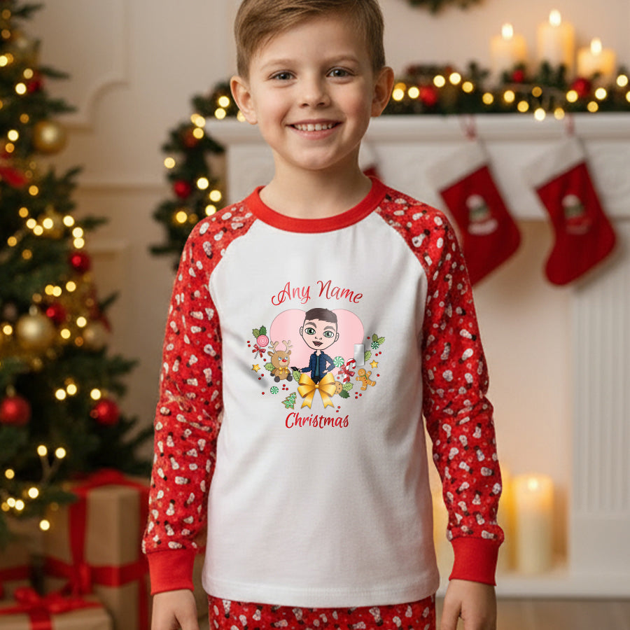 Jnr Boys Personalised Christmas Heart Pyjamas