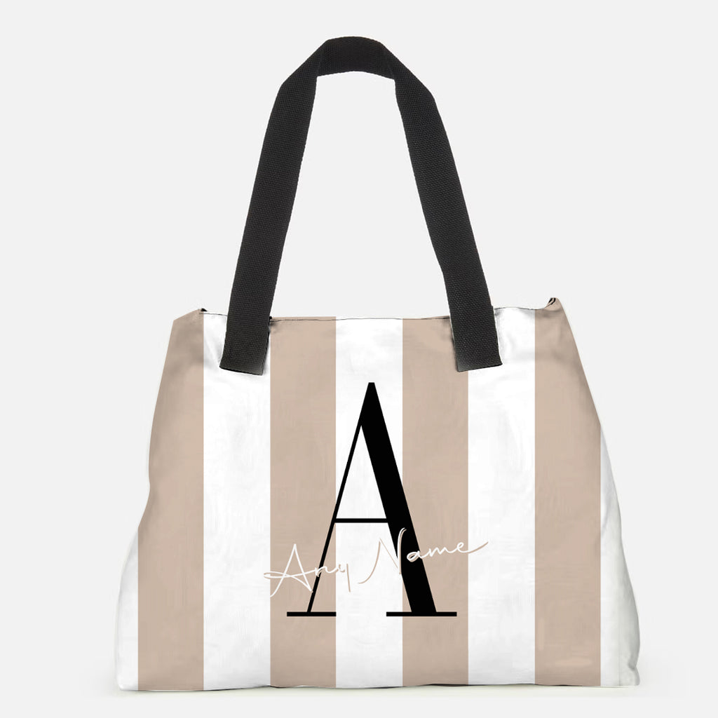 Personalised LUX Initial Stripe Beach Bag