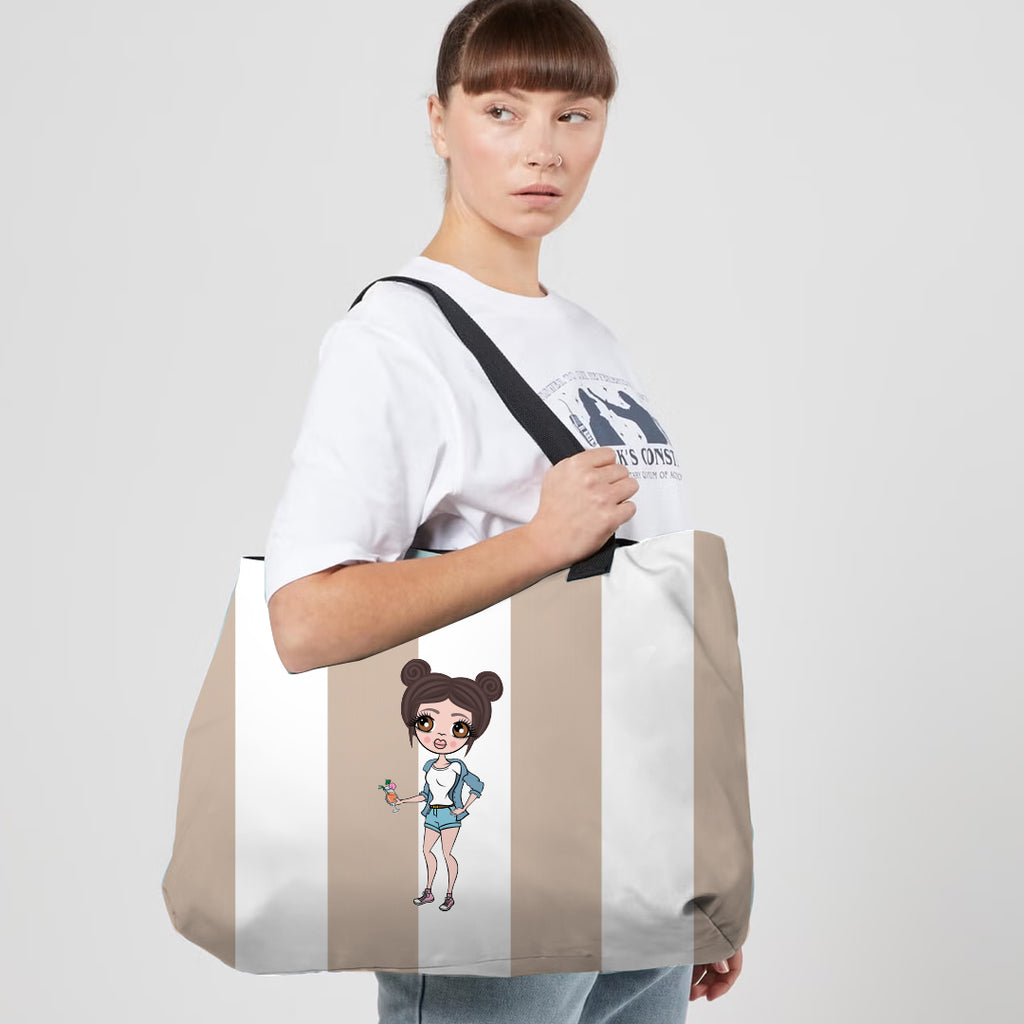 Personalised LUX Initial Stripe Beach Bag