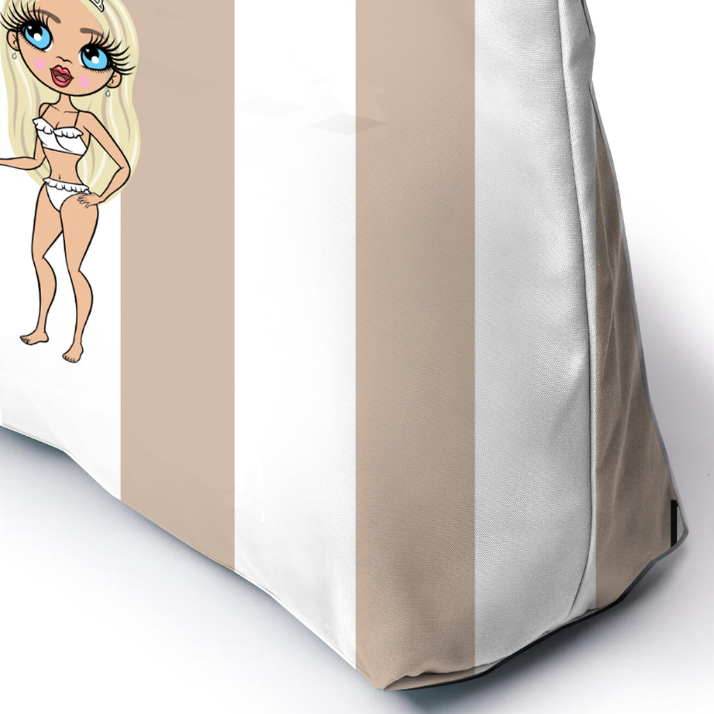 Personalised LUX Initial Stripe Beach Bag