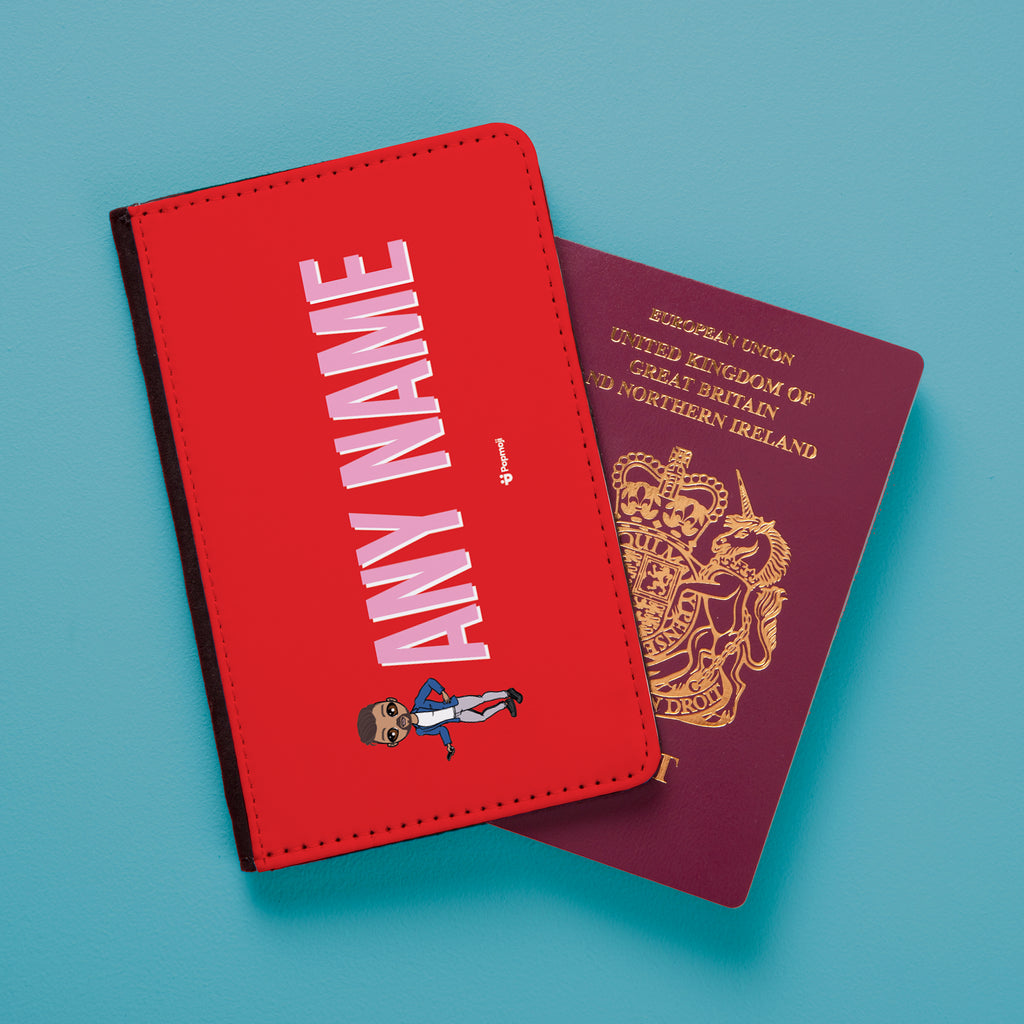 MrCB Red Bold Name Passport Cover