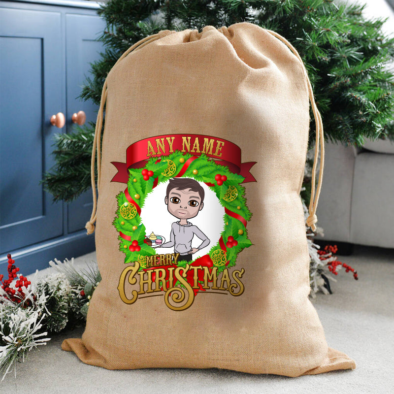 MrCB Personalised Merry Christmas Hessian Sack