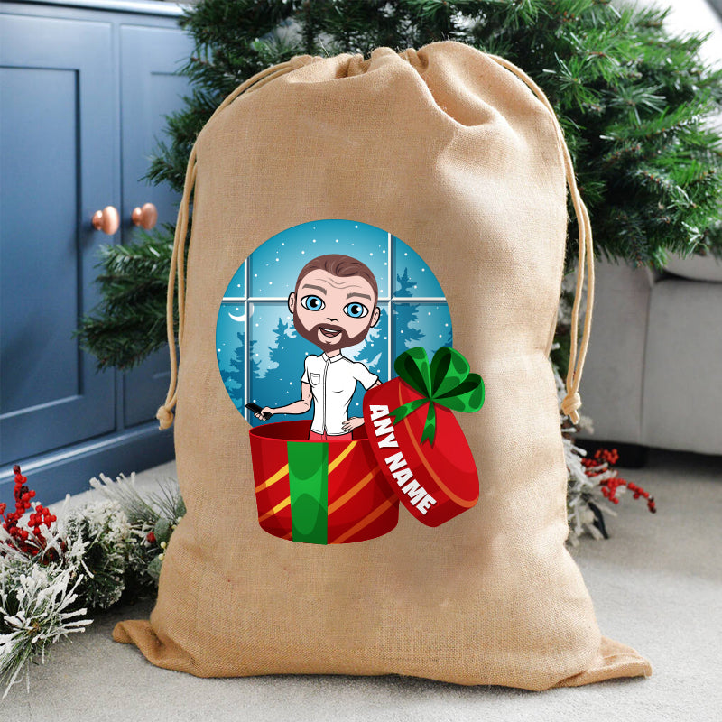 MrCB Personalised Present Christmas Hessian Sack