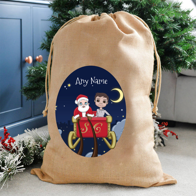 MrCB Personalised Santa's Sleigh Christmas Hessian Sack