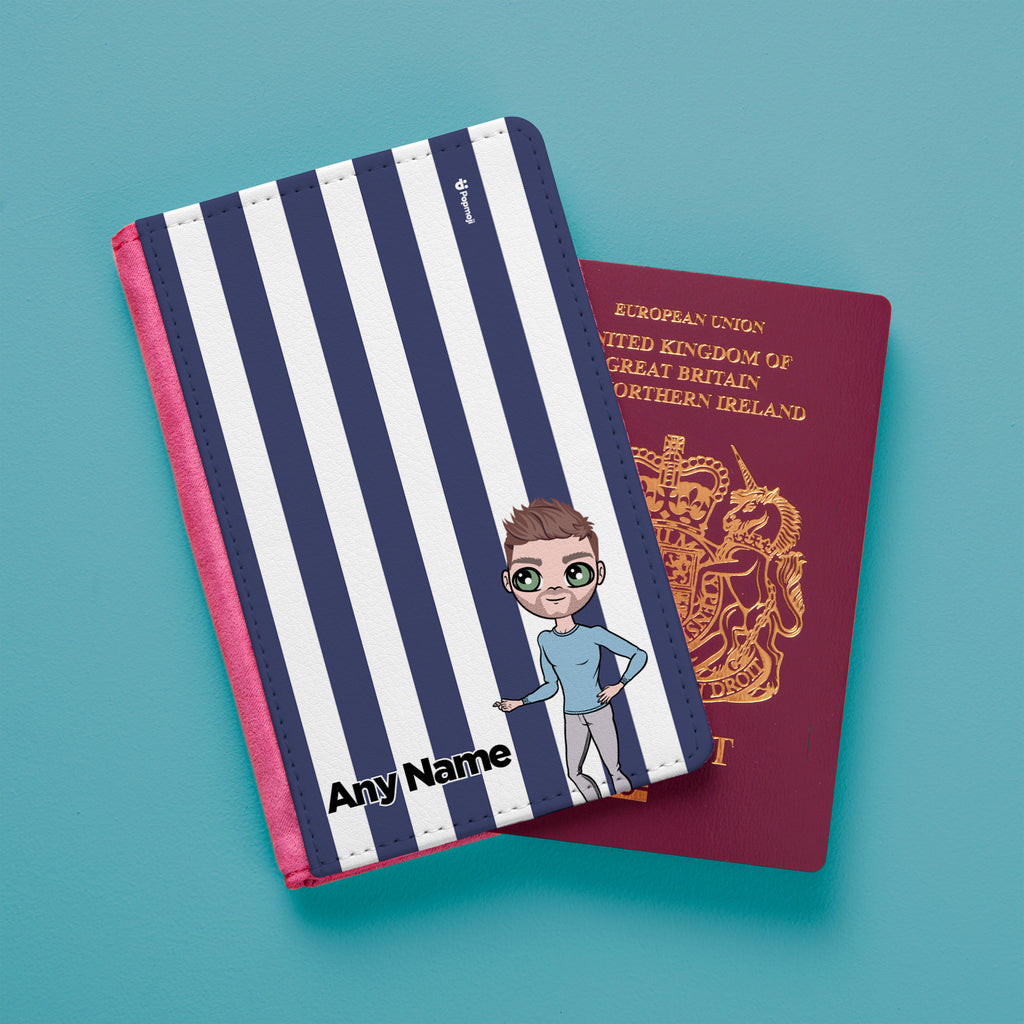 MrCB Personalised Navy Stripe Passport Cover
