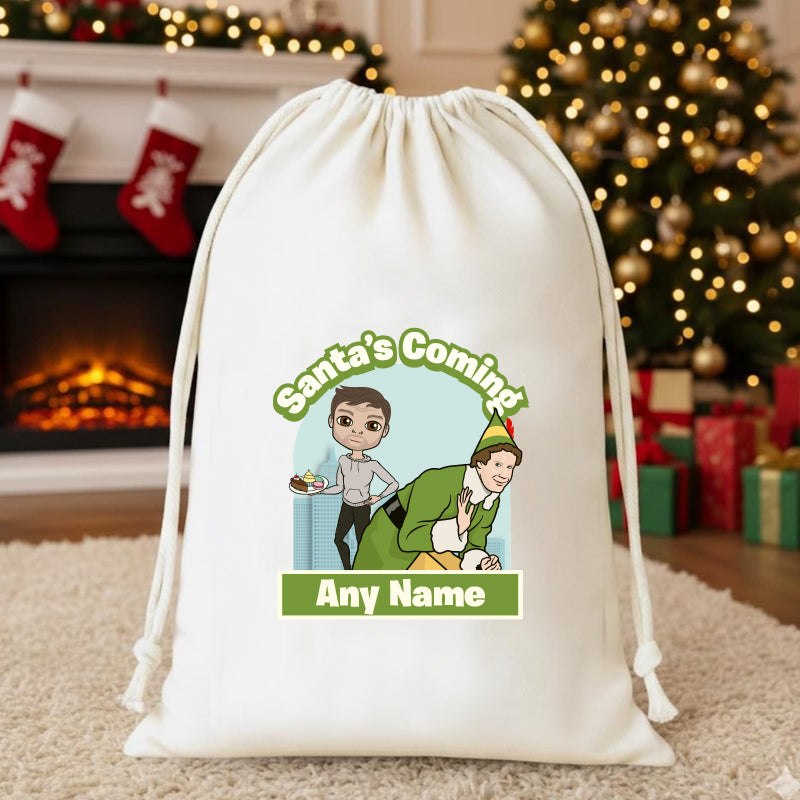 MrCB Personalised Santas Coming Christmas Sack
