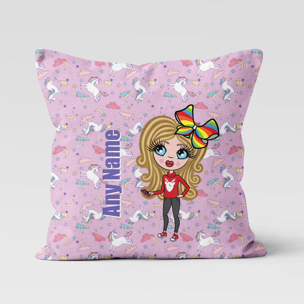 ClaireaBella Girls  Personalised Purple Unicorn Cushion