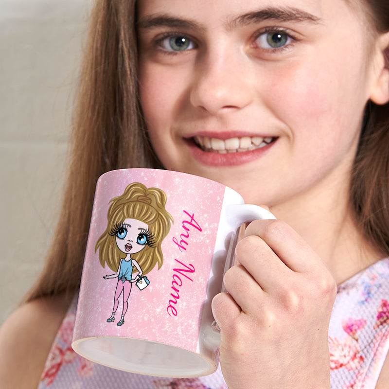 ClaireaBella Girls Baby Pink Glitter Mug