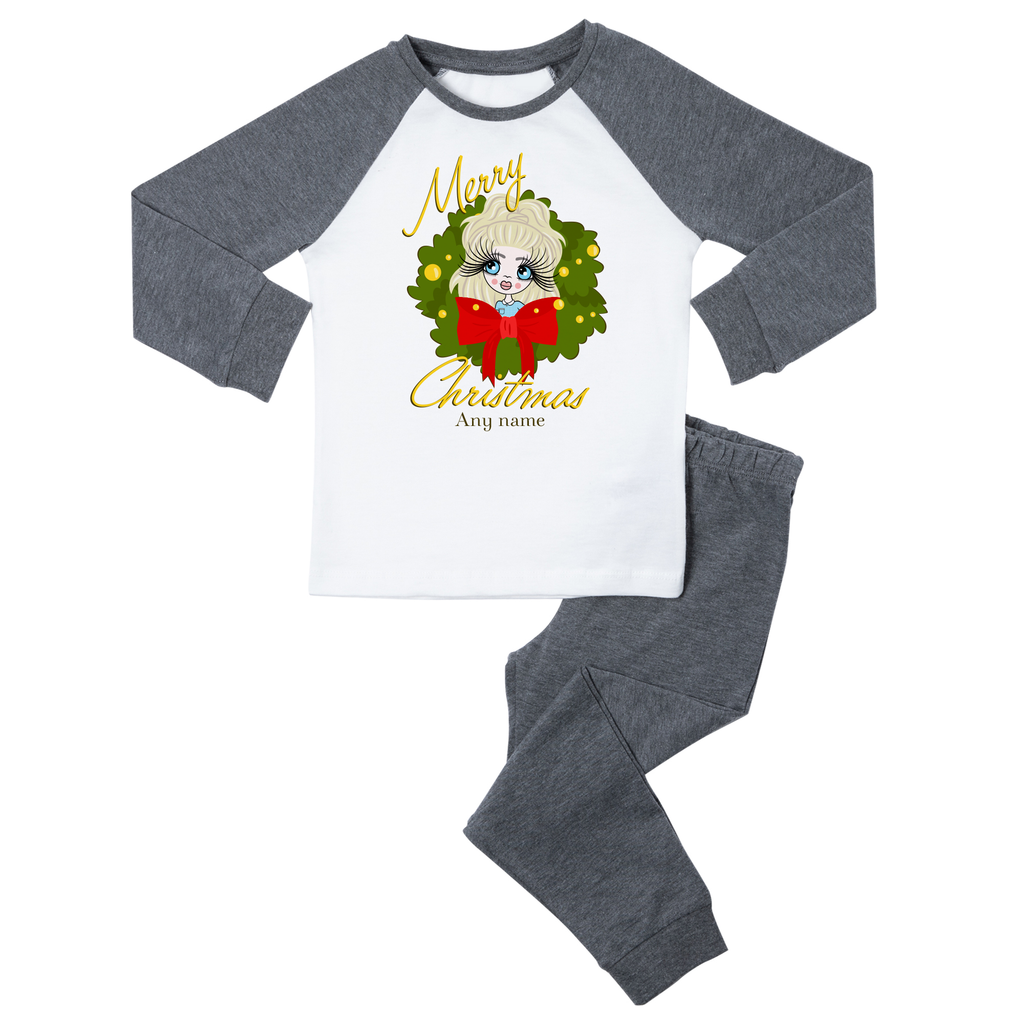 ClaireaBella Girls Personalised Merry Christmas Pyjamas