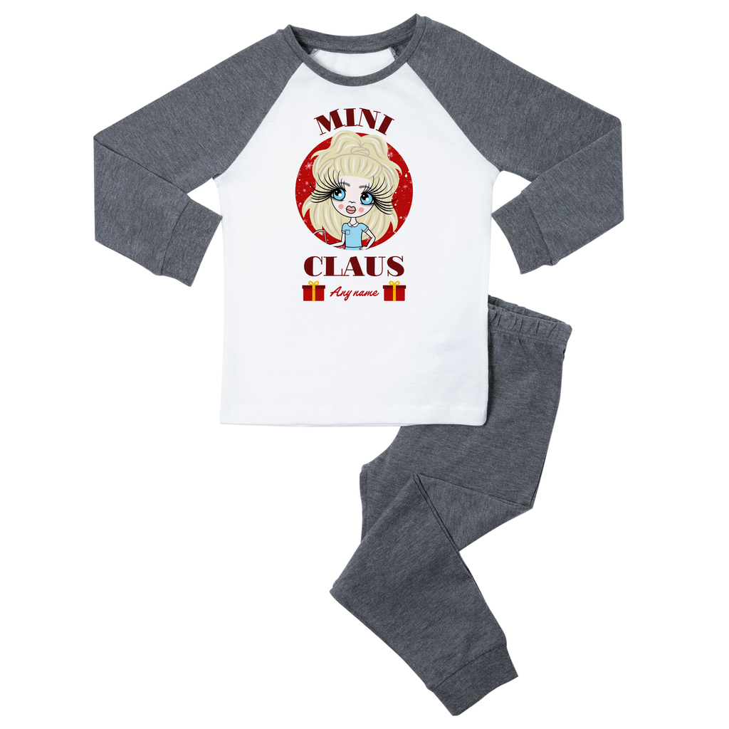 ClaireaBella Girls Personalised Mini Claus Pyjamas