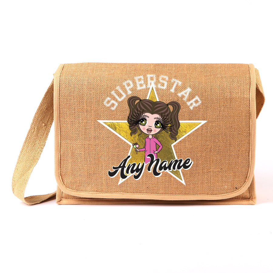 ClaireaBella Girls Personalised SuperStar Jute Satchel