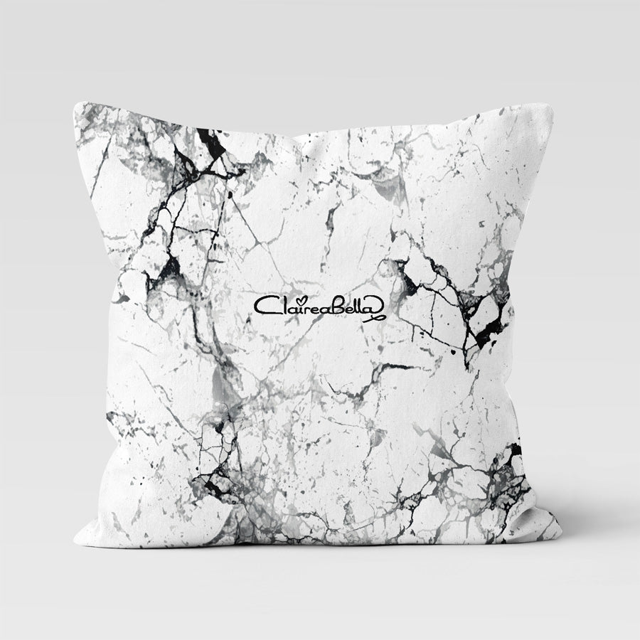 ClaireaBella Personalised LUX Black and White Marble Cushion