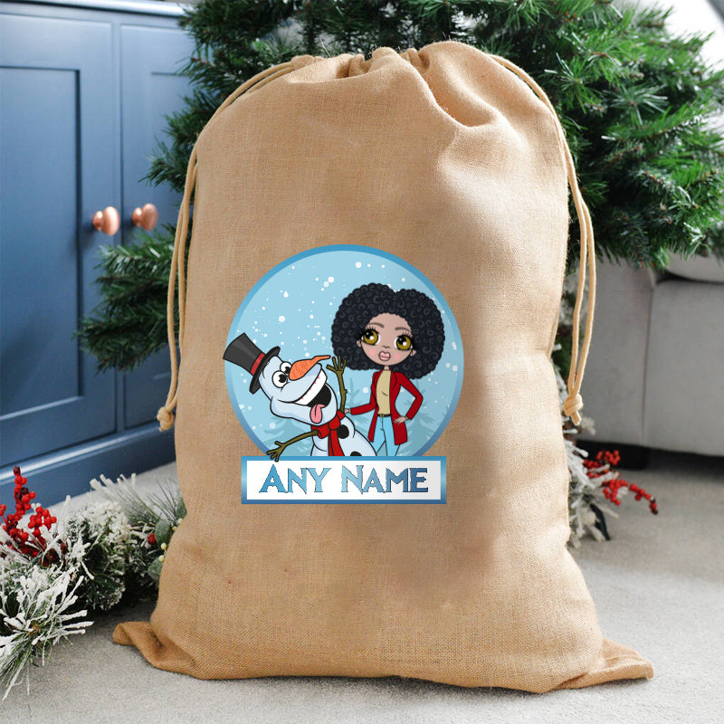 ClaireaBella Personalised Frosty Snowman Christmas Hessian Sack