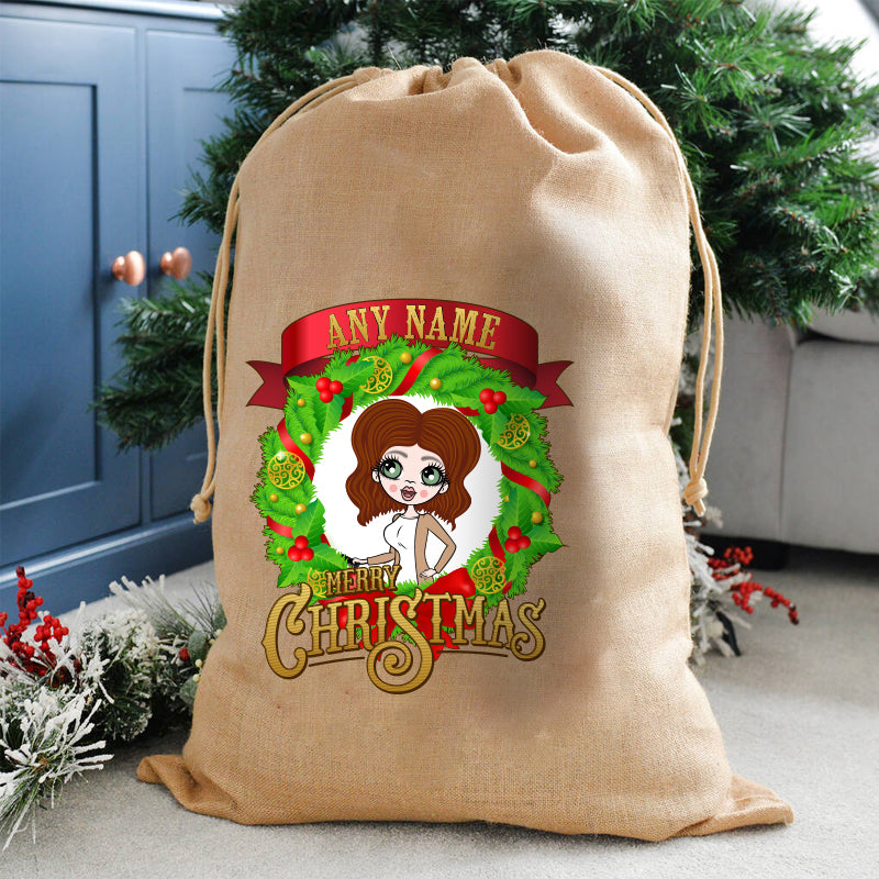 ClaireaBella Personalised Merry Christmas Christmas Hessian Sack