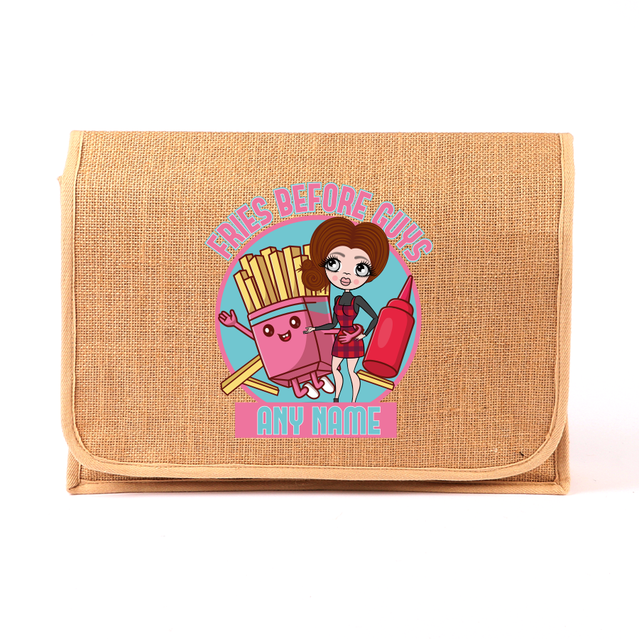 ClaireaBella Personalised Fries Before Guys Jute Satchel