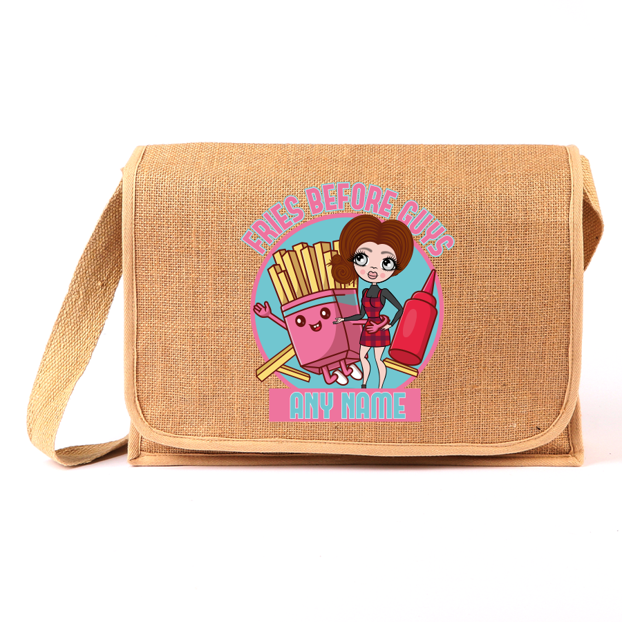 ClaireaBella Personalised Fries Before Guys Jute Satchel
