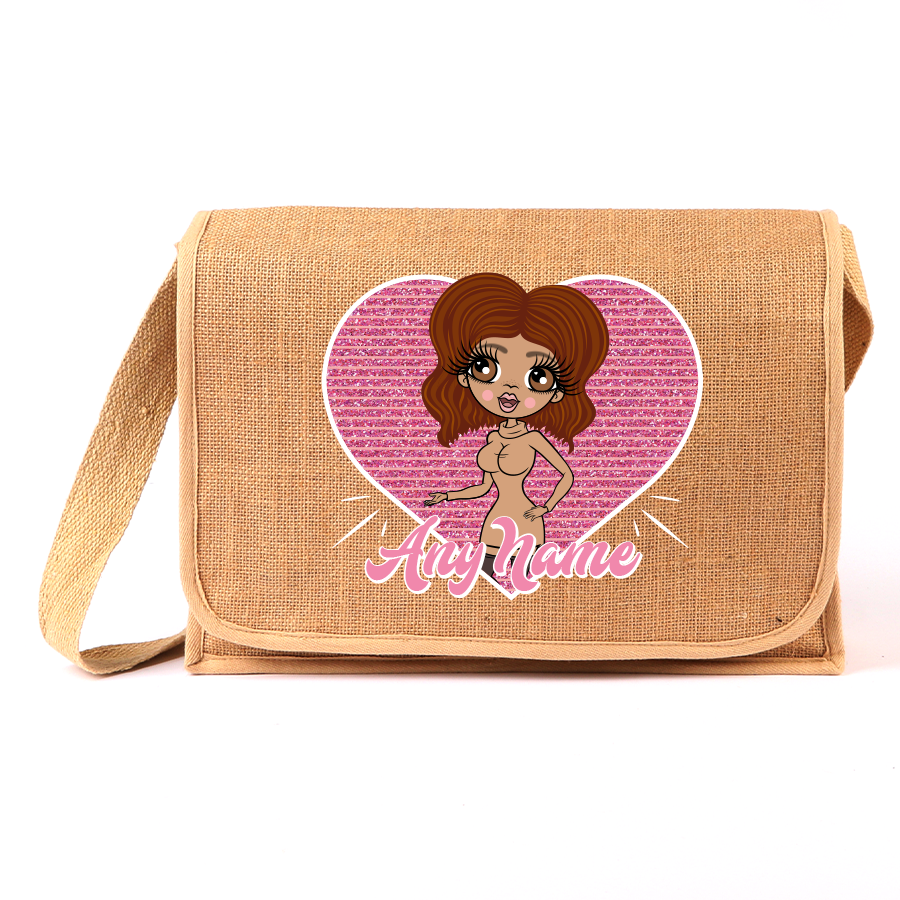 ClaireaBella Personalised Heart Jute Satchel