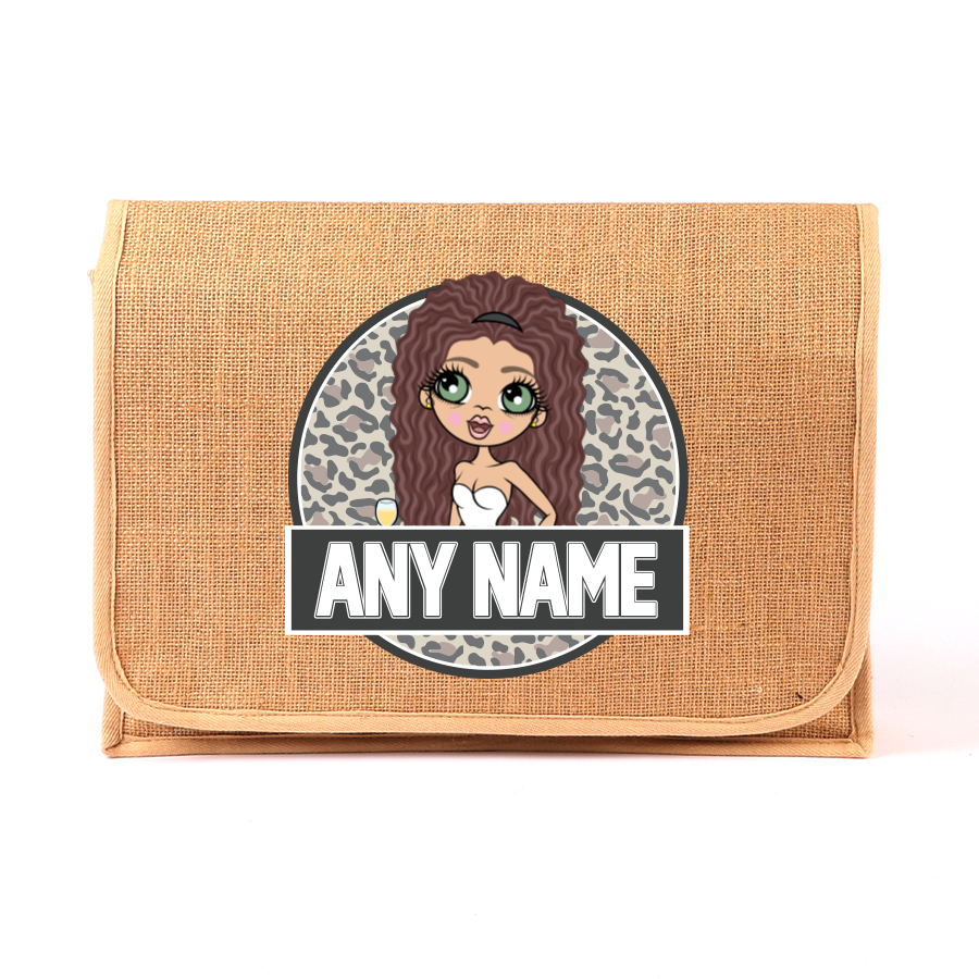 ClaireaBella Personalised Leopard Print Jute Satchel