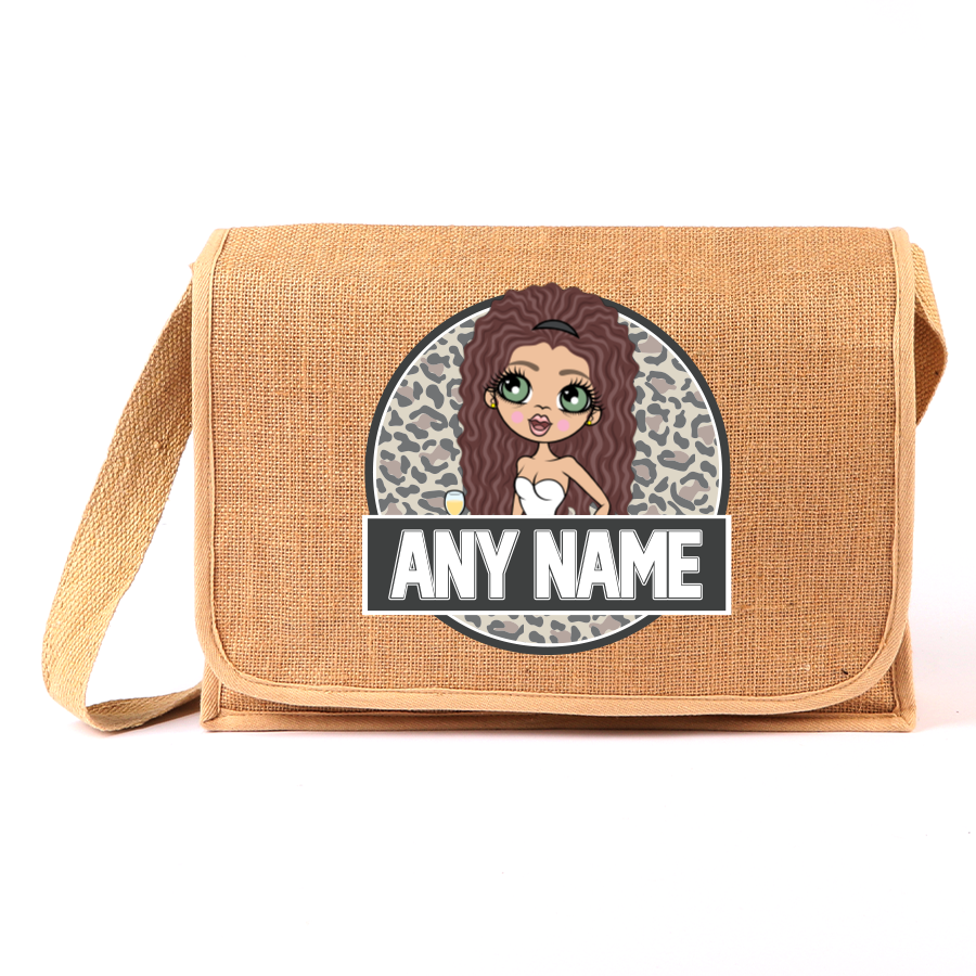 ClaireaBella Personalised Leopard Print Jute Satchel