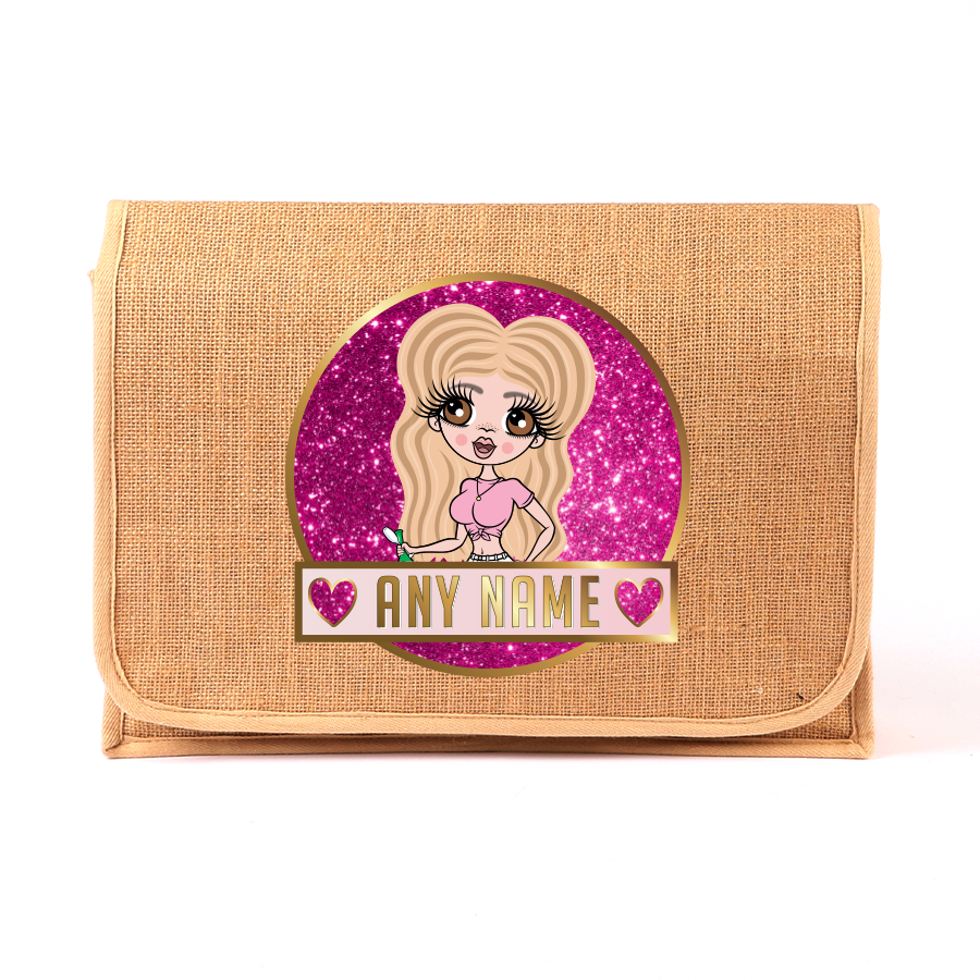 ClaireaBella Personalised Glitter Print Jute Satchel