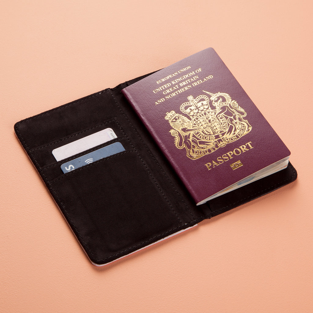 Jnr Boys Personalised Light Pink Stripe Passport Cover