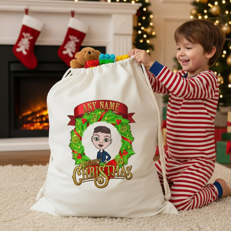 Jnr Boys Personalised Merry Christmas Christmas Sack