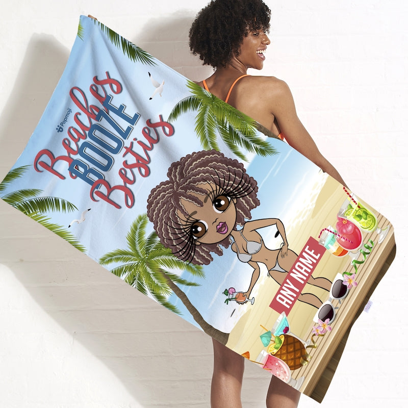 ClaireaBella Personalised Beaches, Booze & Besties Trip Beach Towel - Image 1