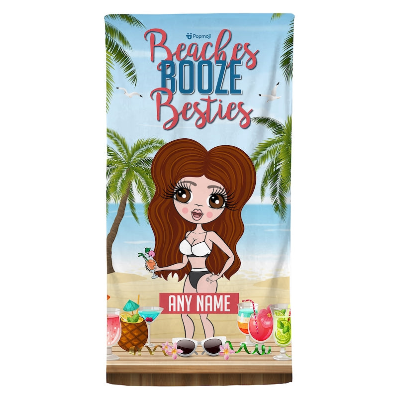 ClaireaBella Personalised Beaches, Booze & Besties Trip Beach Towel - Image 3