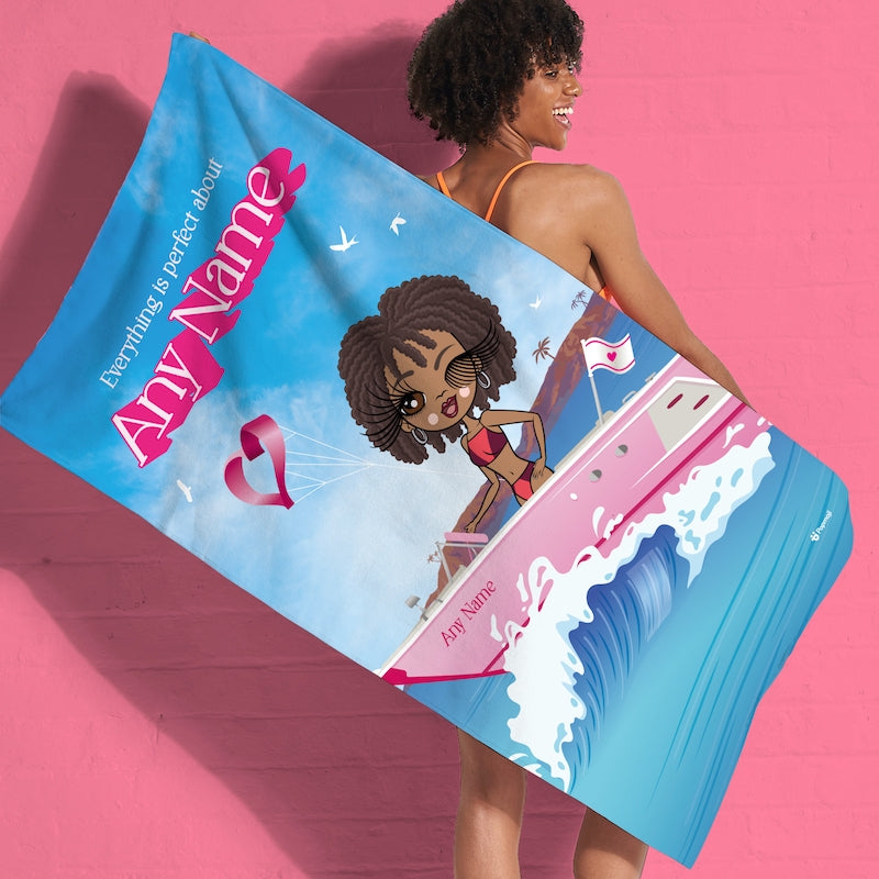 ClaireaBella Personalised Pink Pleasure Cruise Beach Towel - Image 1