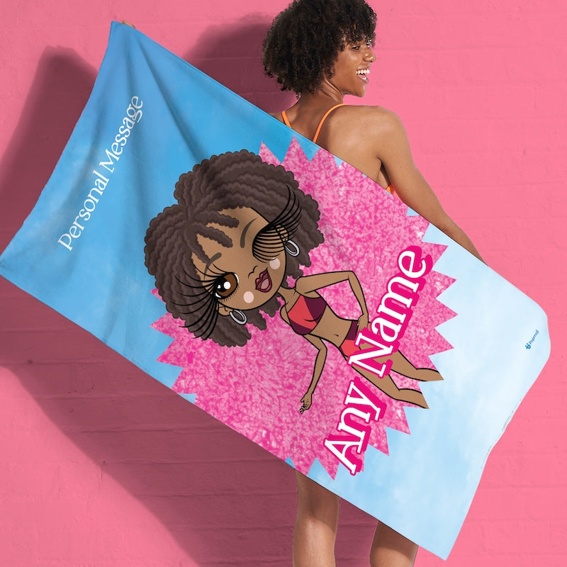 ClaireaBella Personalised Pink Star Burst Beach Towel - Image 3