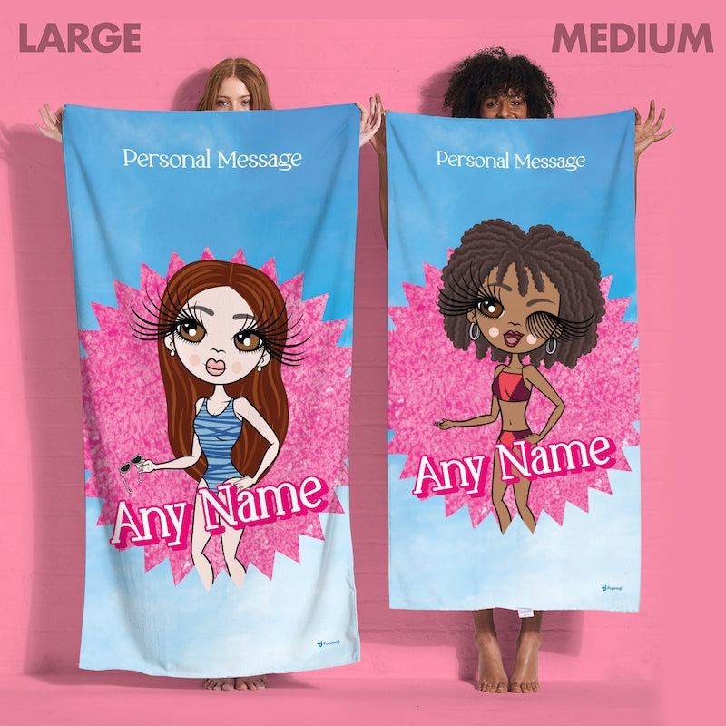 ClaireaBella Personalised Pink Star Burst Beach Towel - Image 6