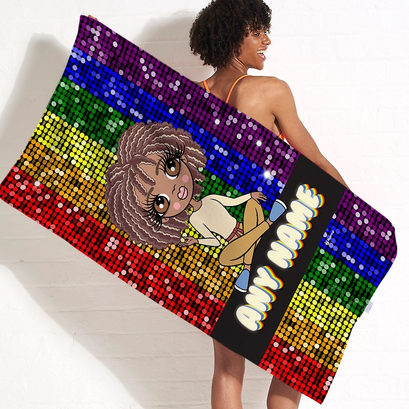 ClaireaBella Glitter Pride Flag Beach Towel - Image 1