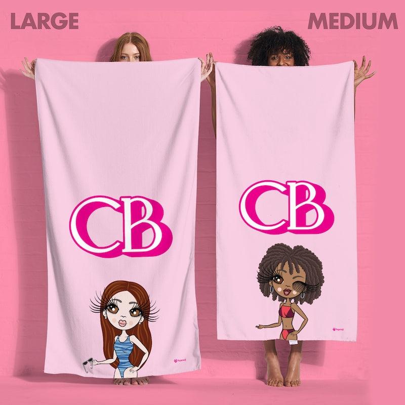 ClaireaBella Personalised Pink Initials Beach Towel - Image 6