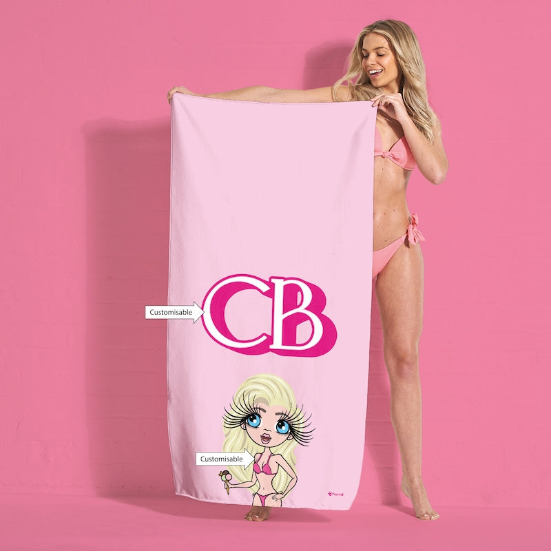 ClaireaBella Personalised Pink Initials Beach Towel - Image 5