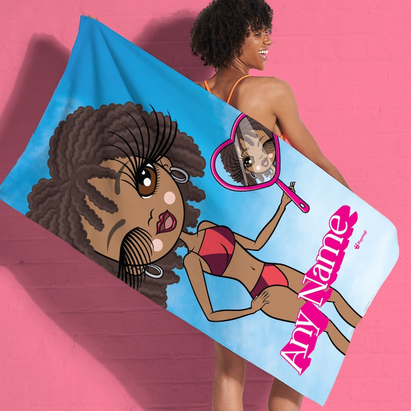 ClaireaBella Personalised Pink Poser Beach Towel - Image 2